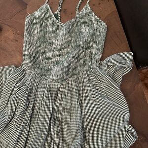 Aerie Green Checkered maxi Dress